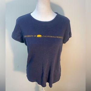 University Of California Berkeley Women’s T Shirt Vintage Navy Blue Yellow Large